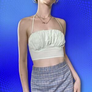 PacSun corset halter top bustier tank crop top in pale green, size S